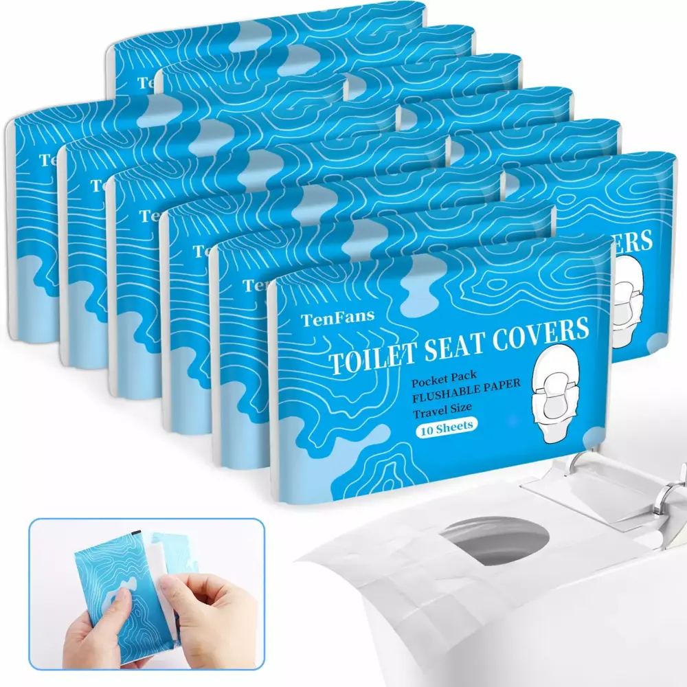Toilet Seat Covers Pack 120 Size XL Flushable and Biodegradable Disposable Paper Toilet Seat Covers White TenFans