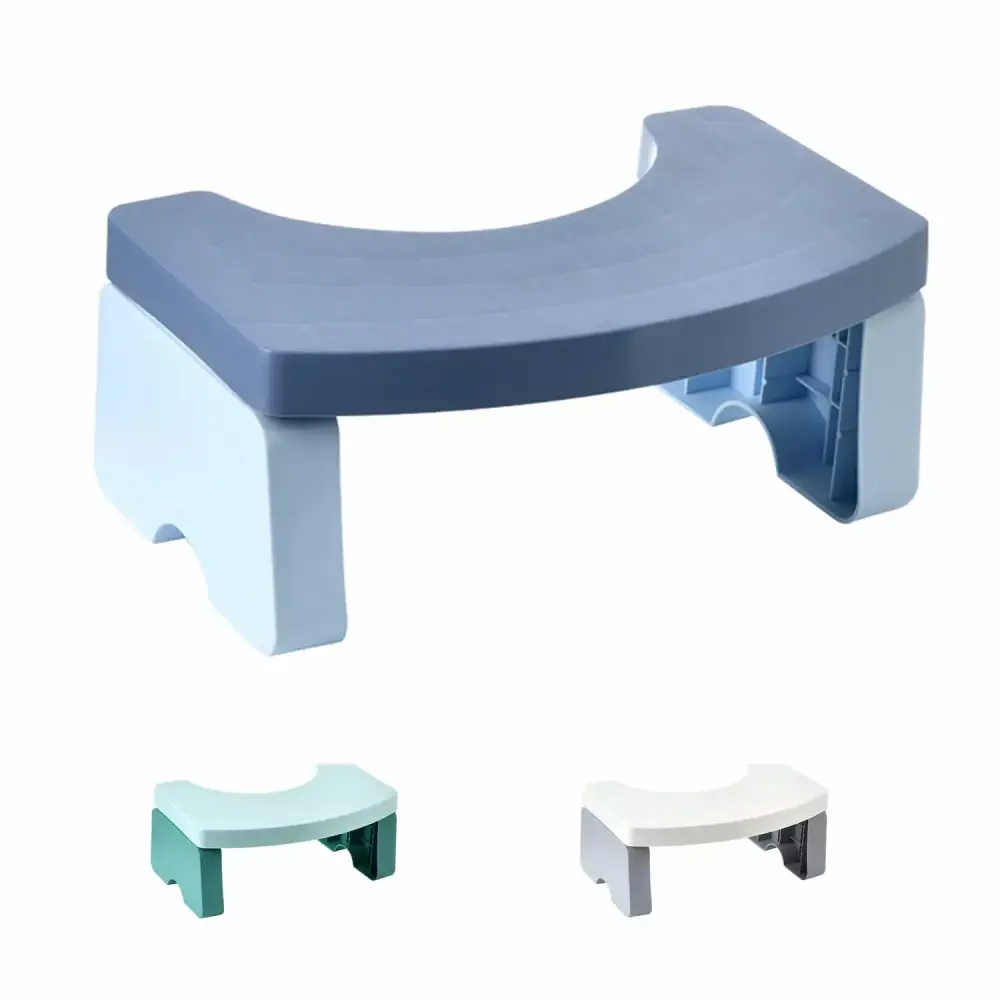 Foldable Toilet Stool 7 Inch Anti-Slip Bathroom Foot Stool All Ages Space-Saving Travel Blue Sinfinate