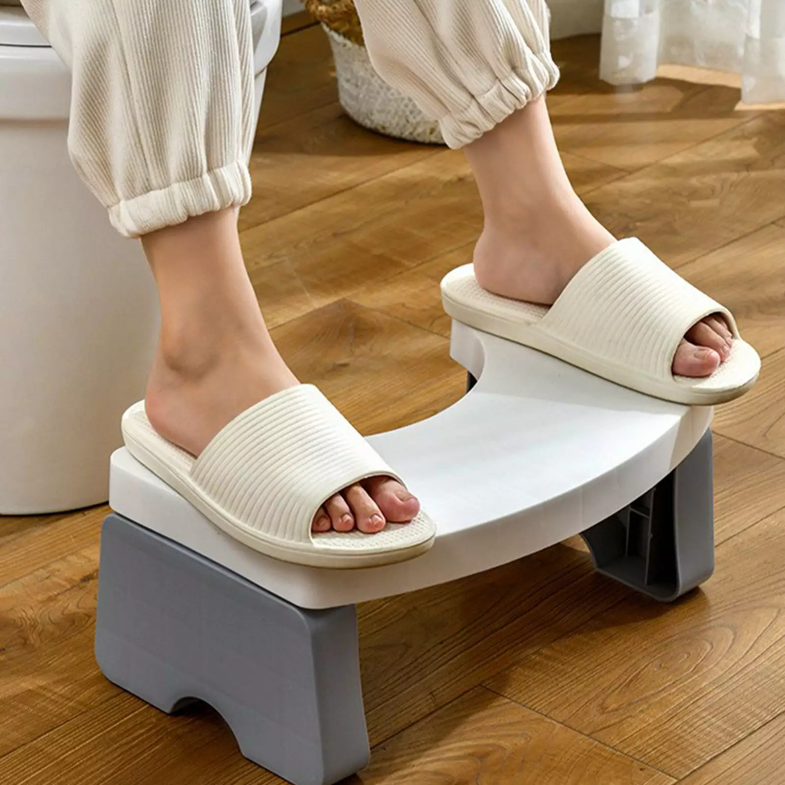 Clearance Folding Toilet Stool Squatting Poop Stool Bathroom Potty Step Stool XEOVHV