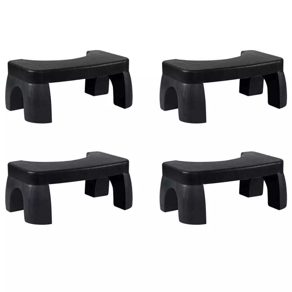 Xowine 4 Pack Plastic Bathroom Toilet Stool 7 Inch Squatting Foot Stool Adults Black