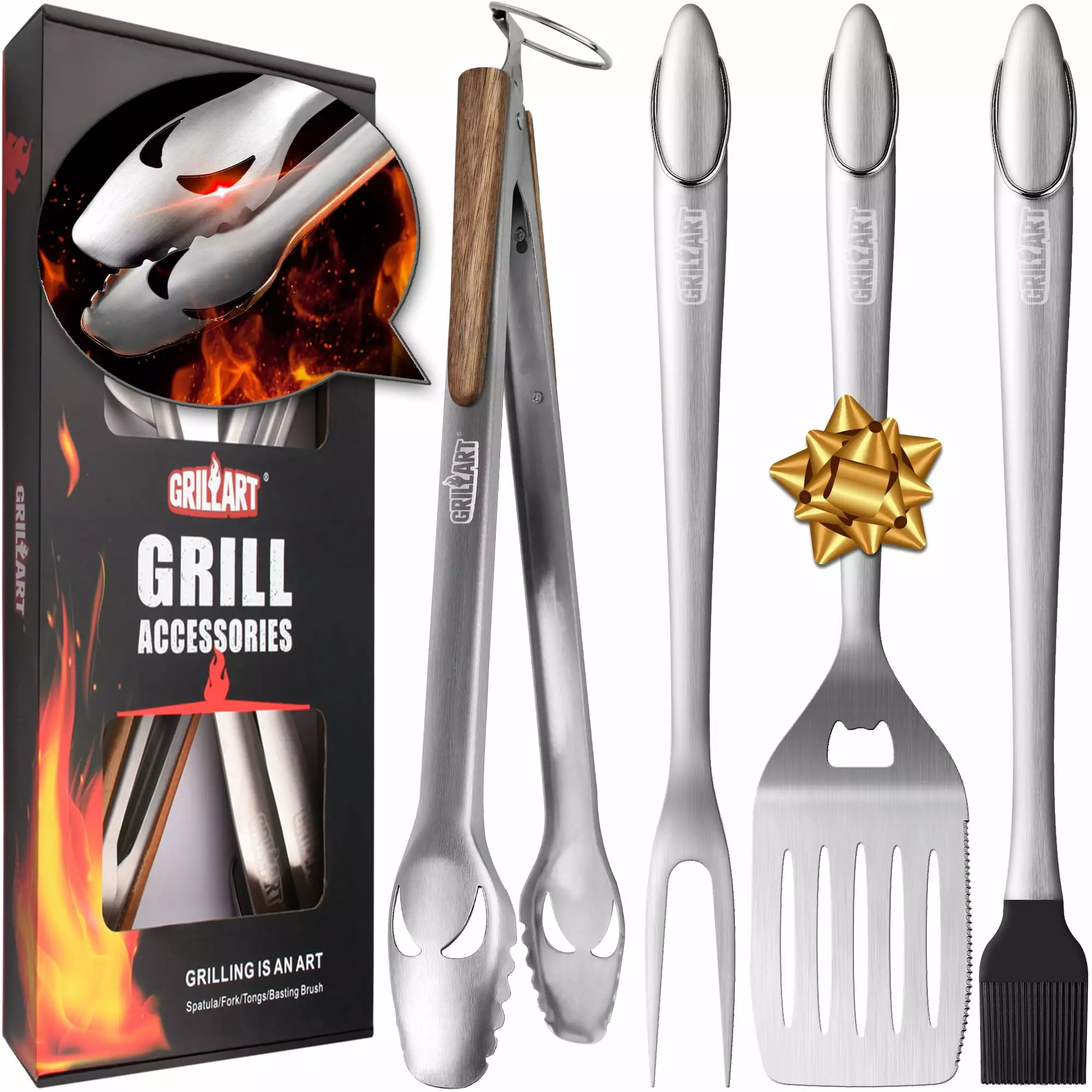 GRILLART Heavy Duty BBQ Grill Tools Set - Best Grilling Gifts Men and Dad