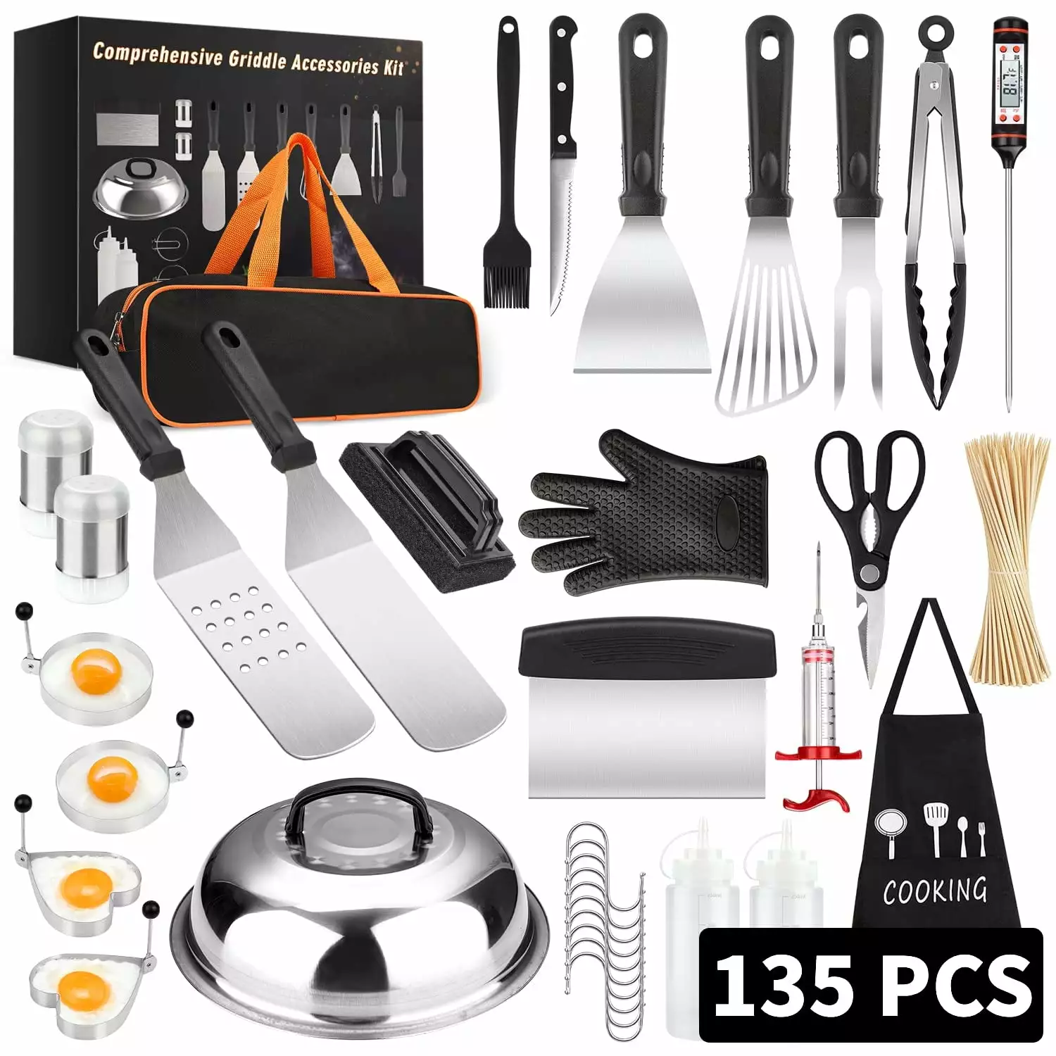 135-Piece Griddle Accessories Kit Blackstone and Camp Chef - Professional BBQ Spatula Set Mibote