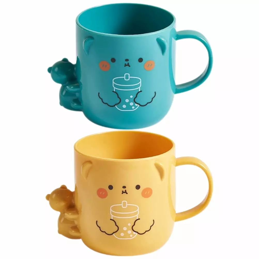 2 pcs Cartoon Plastic Toothbrush Cup Kids Mouthwash Cup Cute Cartoon Mouthwash Cups Alvinma