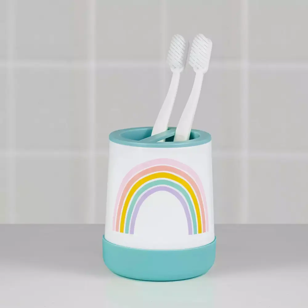 Your Zone Kids Plastic Rainbow Toothbrush Holder Nonslip Bottom Bathroom Accessories