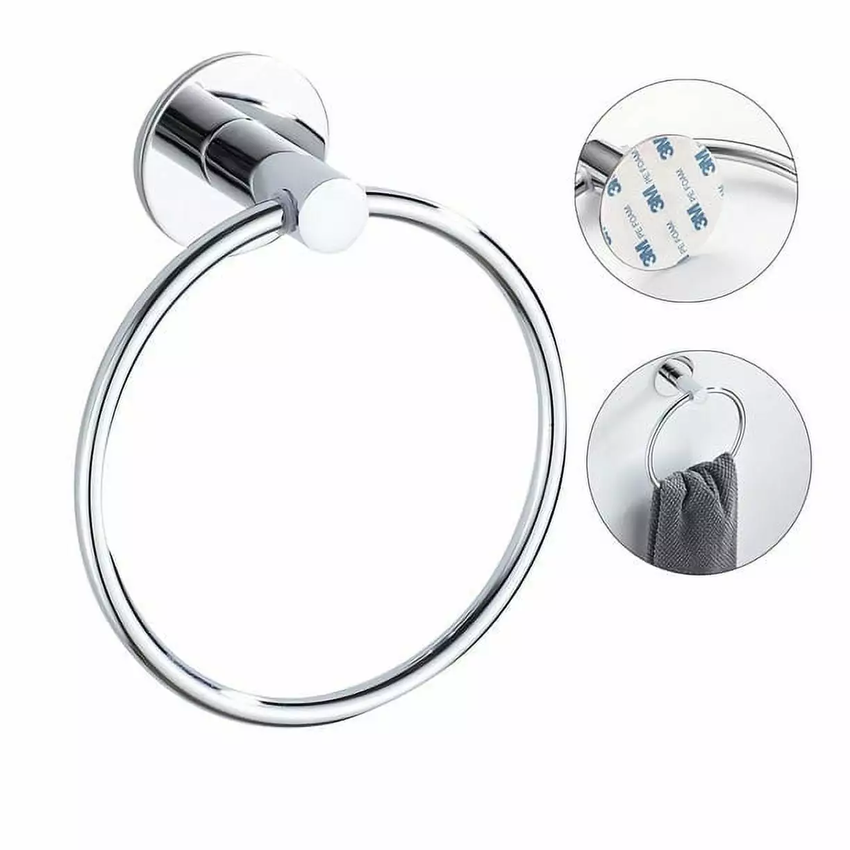 ODOMY Adhesive Towel Ring Stainless Steel Rustproof Bathroom Wall Mount Hand Towel Holder