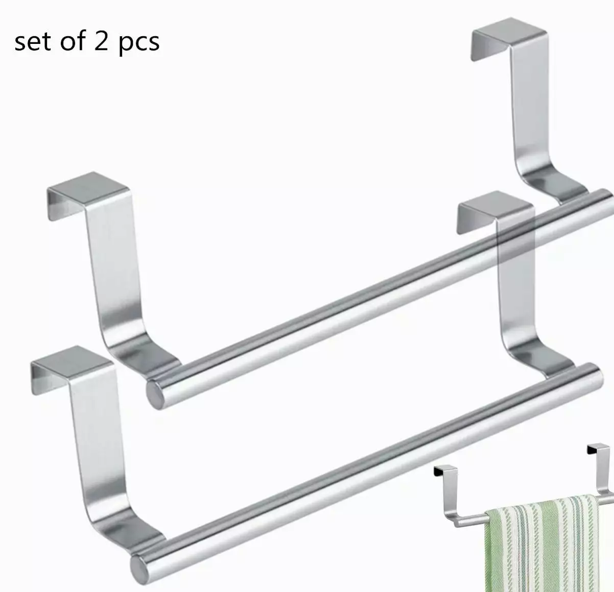 Stainless Steel Over Door Towel Rack Bar Holders 14 Wide 2 Pack Universal Fit Artrylin