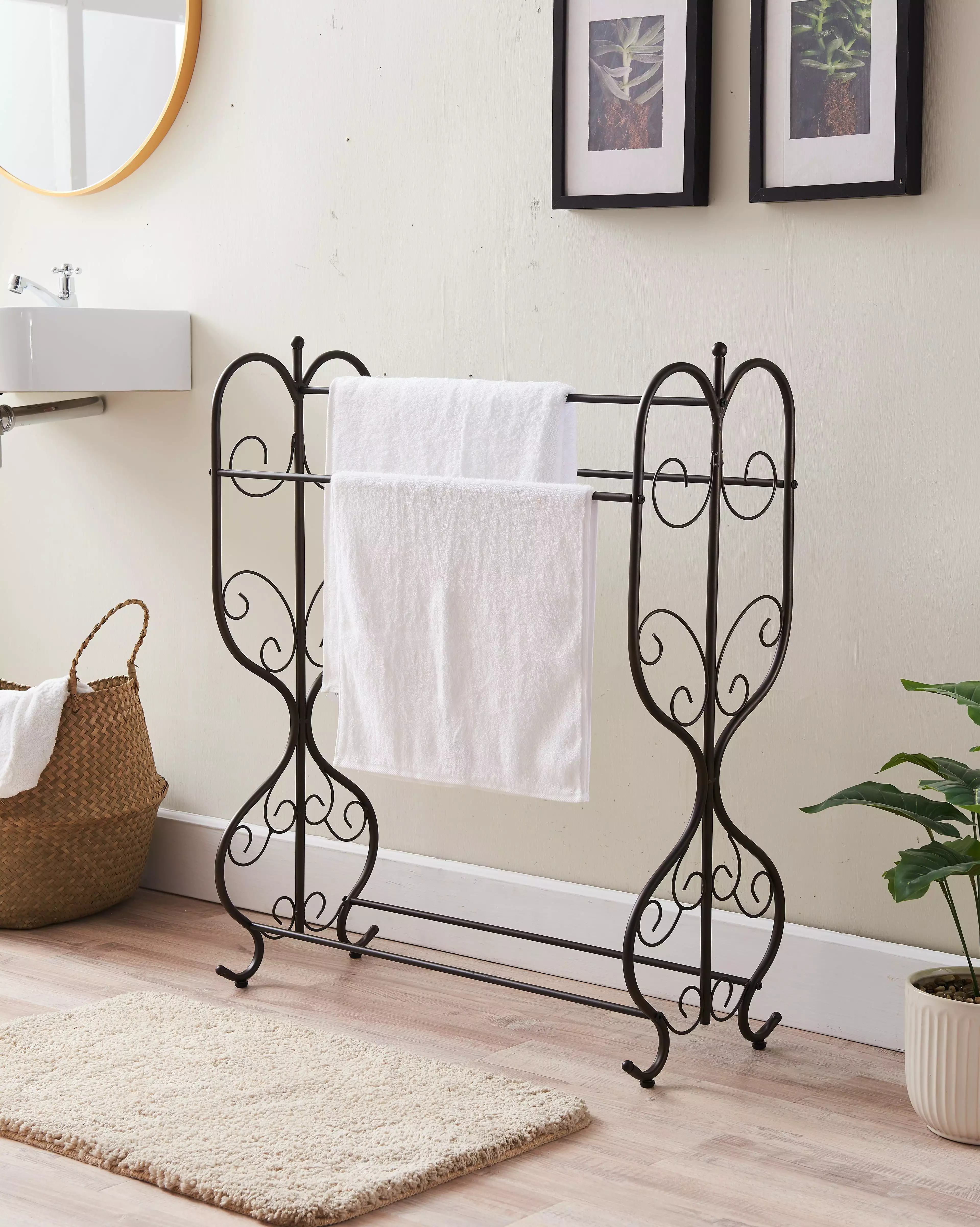 Pilaster Billups Free Standing Triple Bathroom Towel Rack Black Pilaster Designs