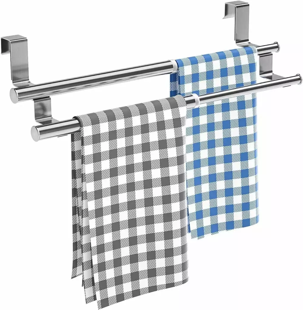 Casewin Adjustable Over Door Towel Rack Stainless Steel Kitchen Bathroom Towel Holder