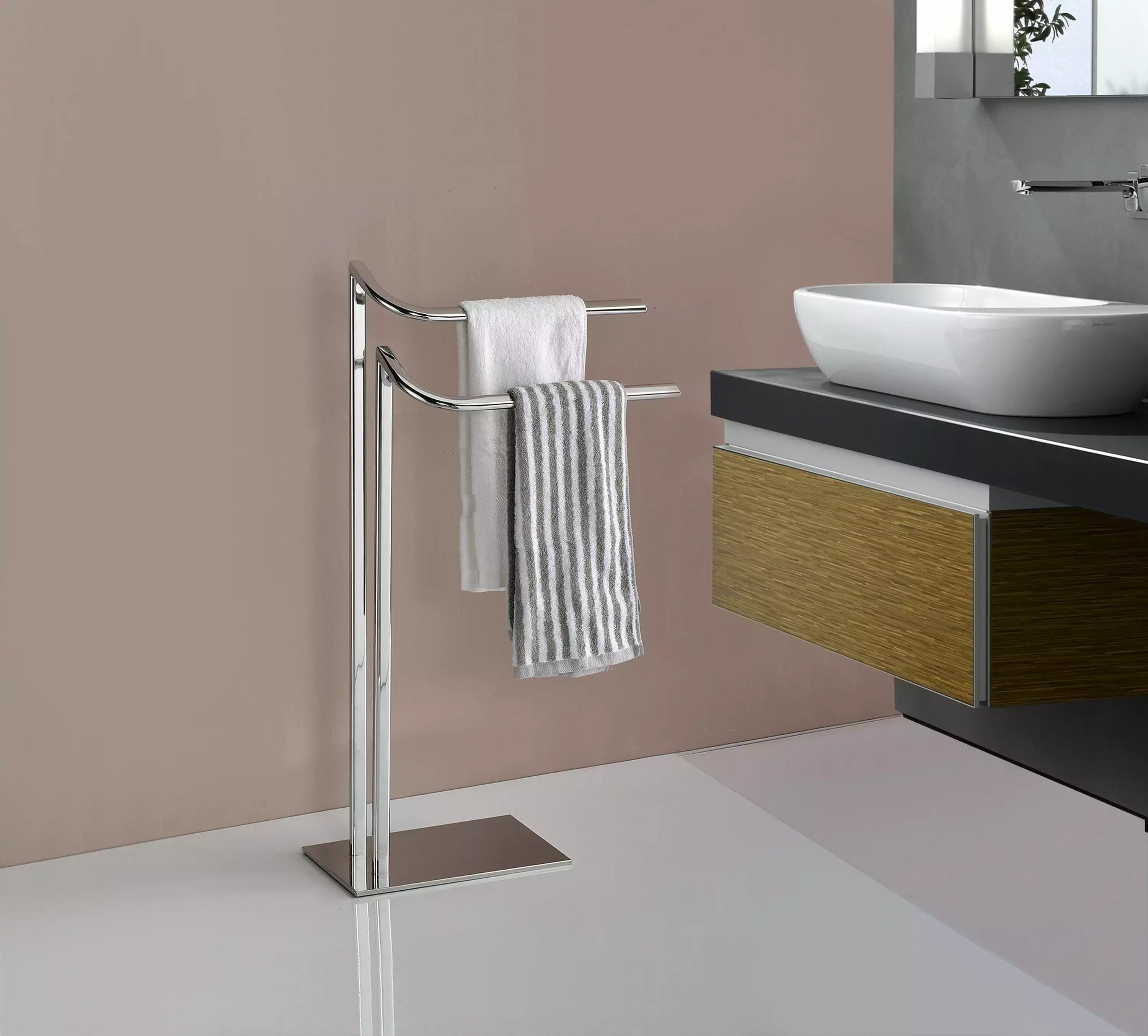 Cooney Freestanding Bathroom Towel Rack Two Bars Chrome Pilaster Designs