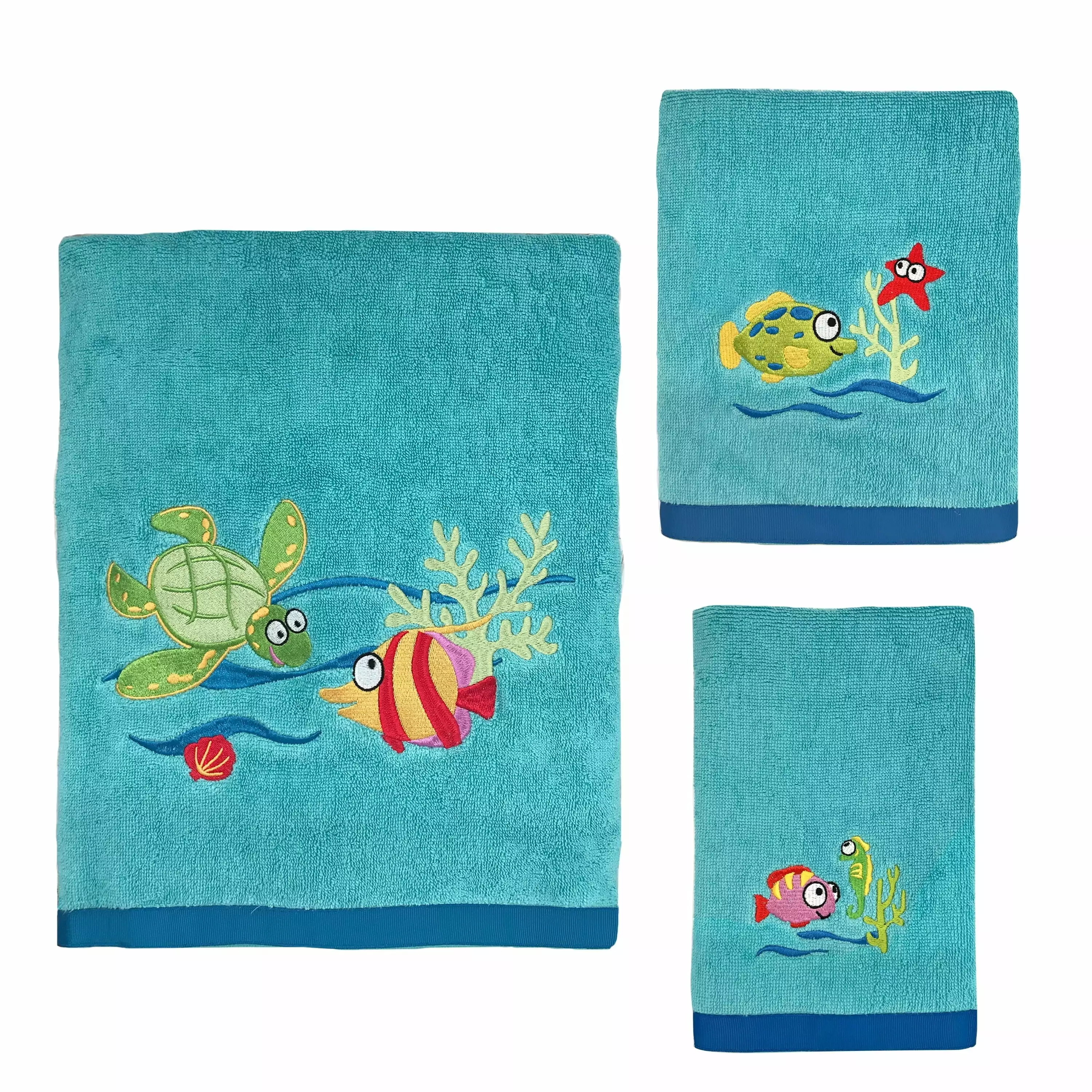 Fish Tails 3pc Towel Set Bathroom Kitchen or Gym Soft Absorbent Quick Dry Bed Bath & Beyond