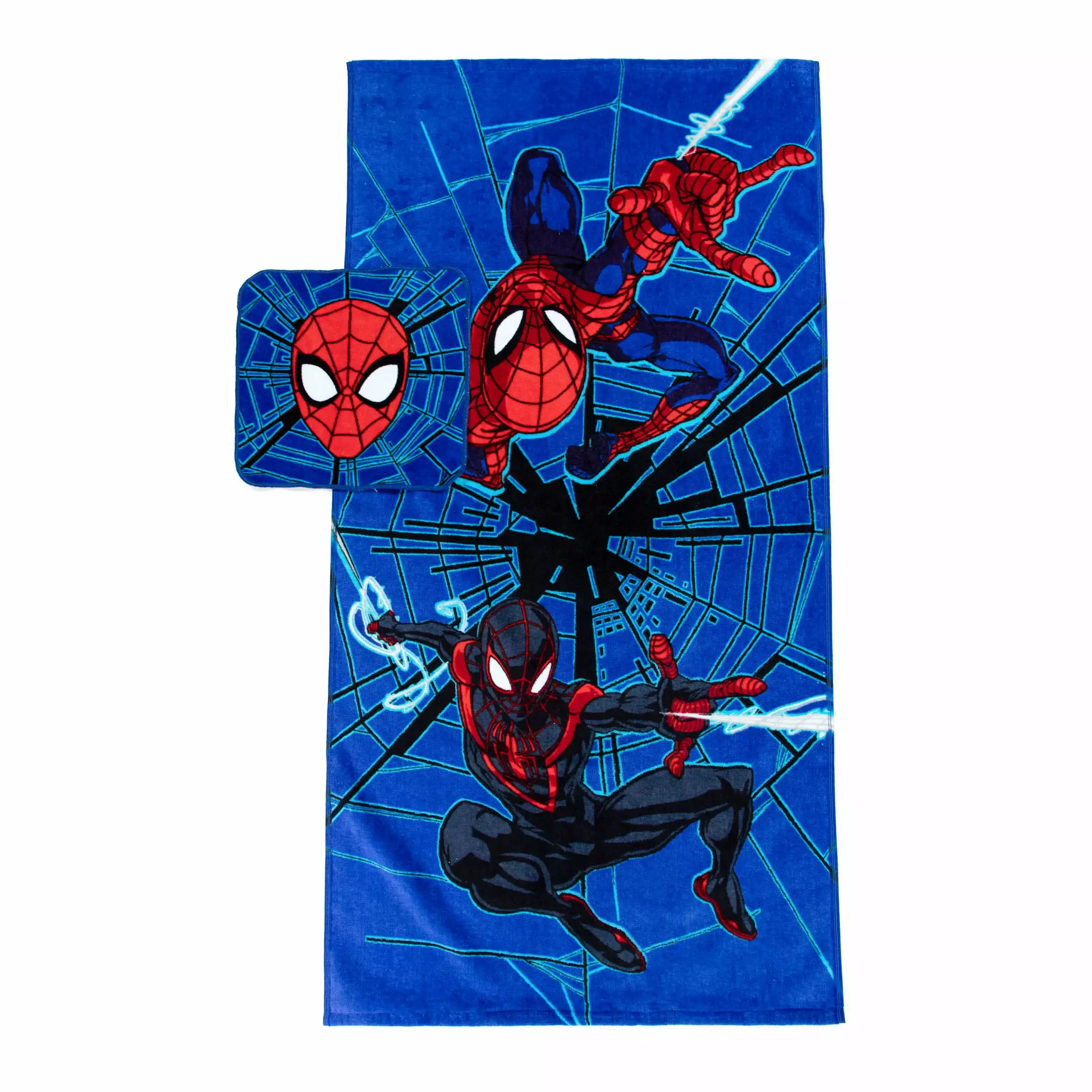 Spider-Man Kids Cotton 2 Piece Towel and Washcloth Set - Marvel Superhero Bath Set Boys