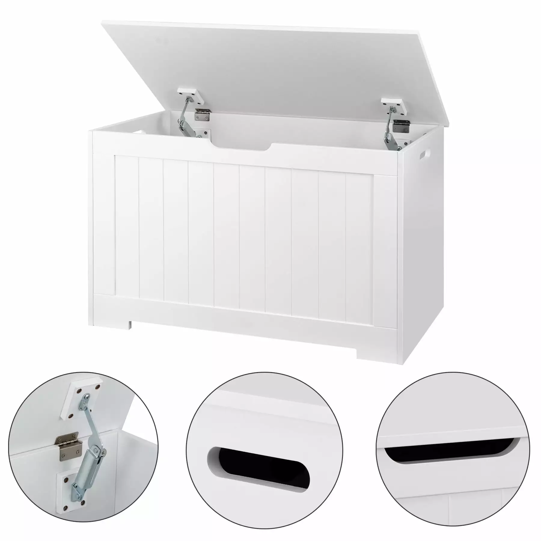 HomGarden 30 Inch Large Wooden Toy Chest Kids Storage Box Safety Hinged Lid