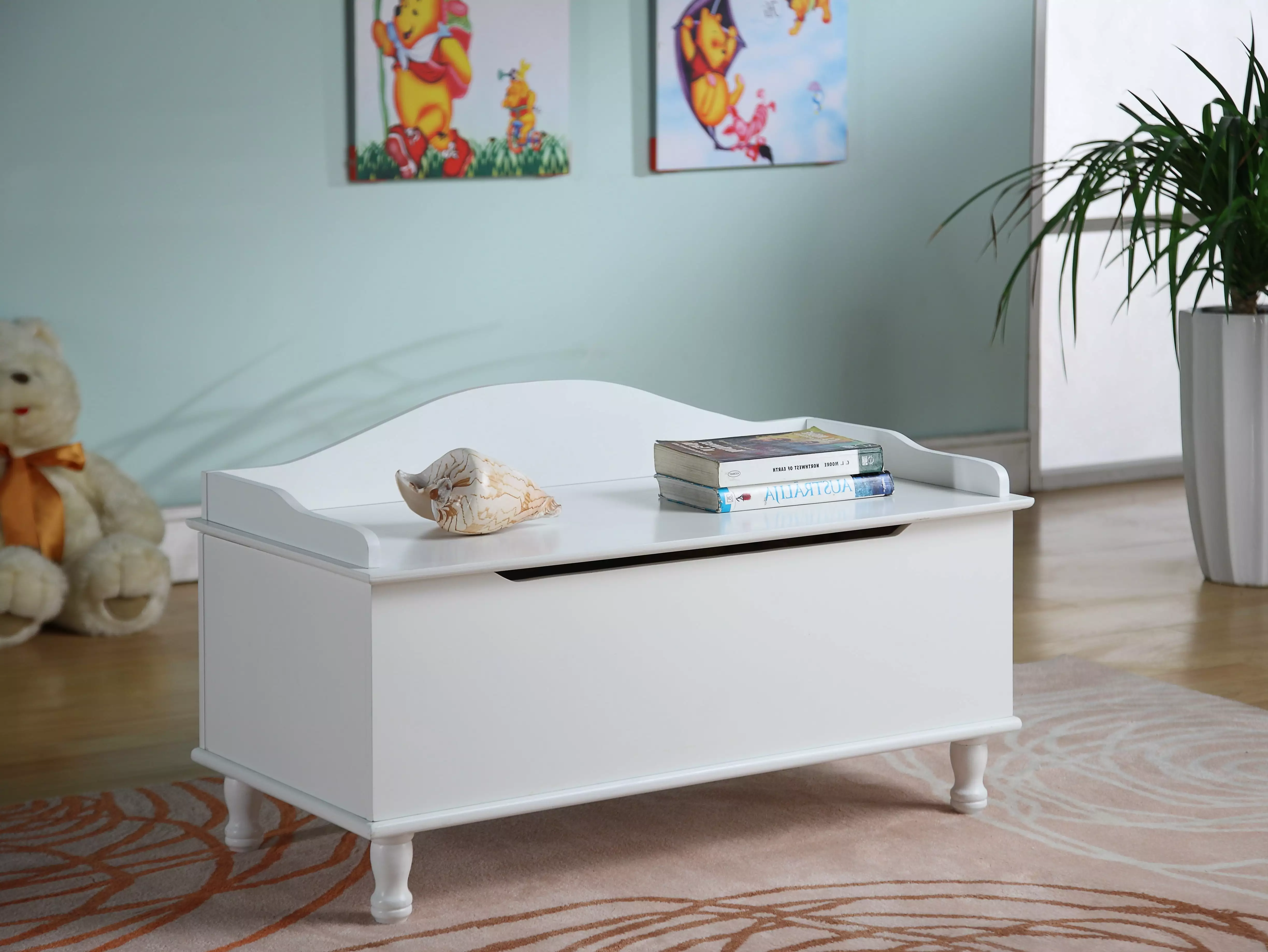 Marie White Wood Kids Toy Chest Box Storage Bench Display Pilaster Designs