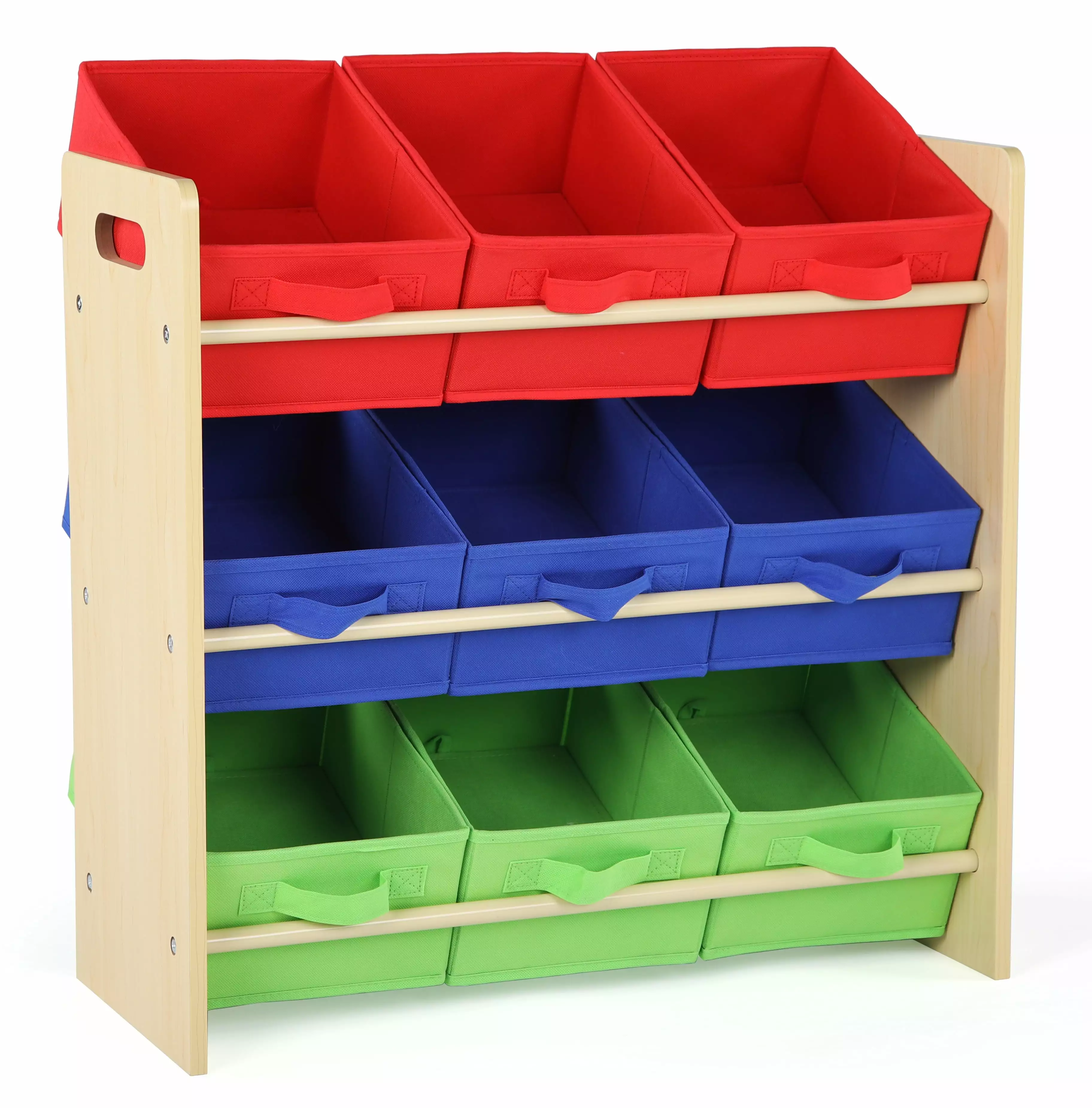 Humble Crew Natural Primary Kids Toy Storage Organizer 9 Fabric Bins Nursery and Playroom