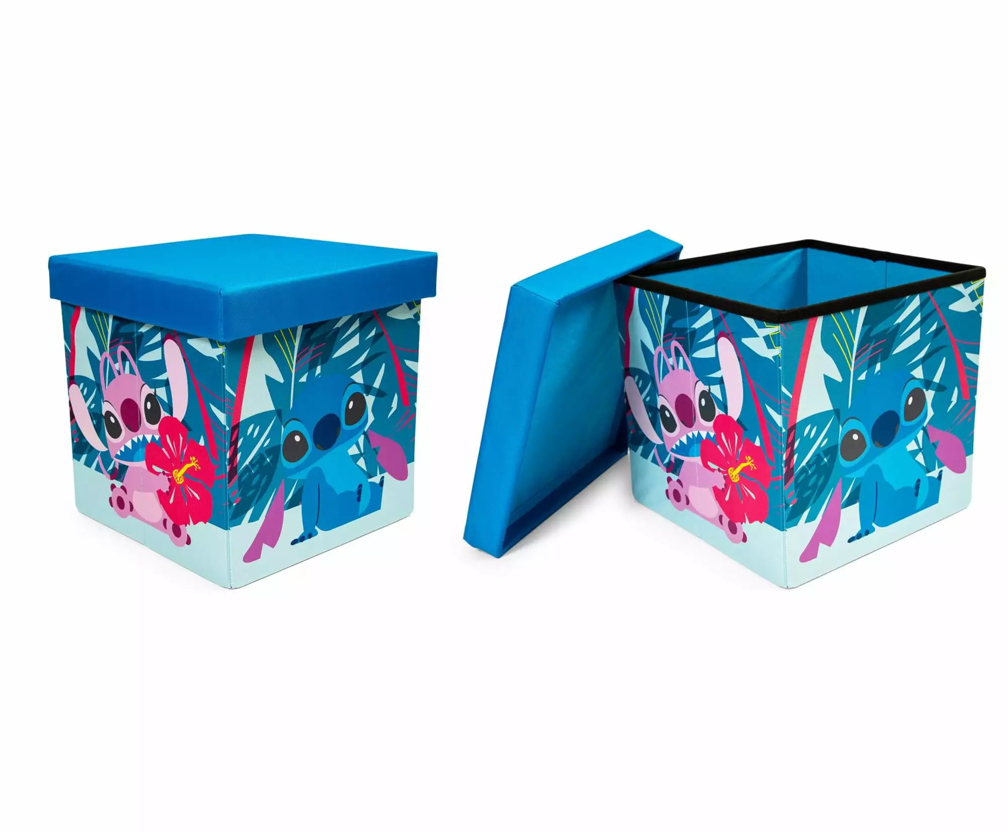 Disney Stitch and Angel 15-Inch Storage Bin Cube Arrangers Lids Set 2
