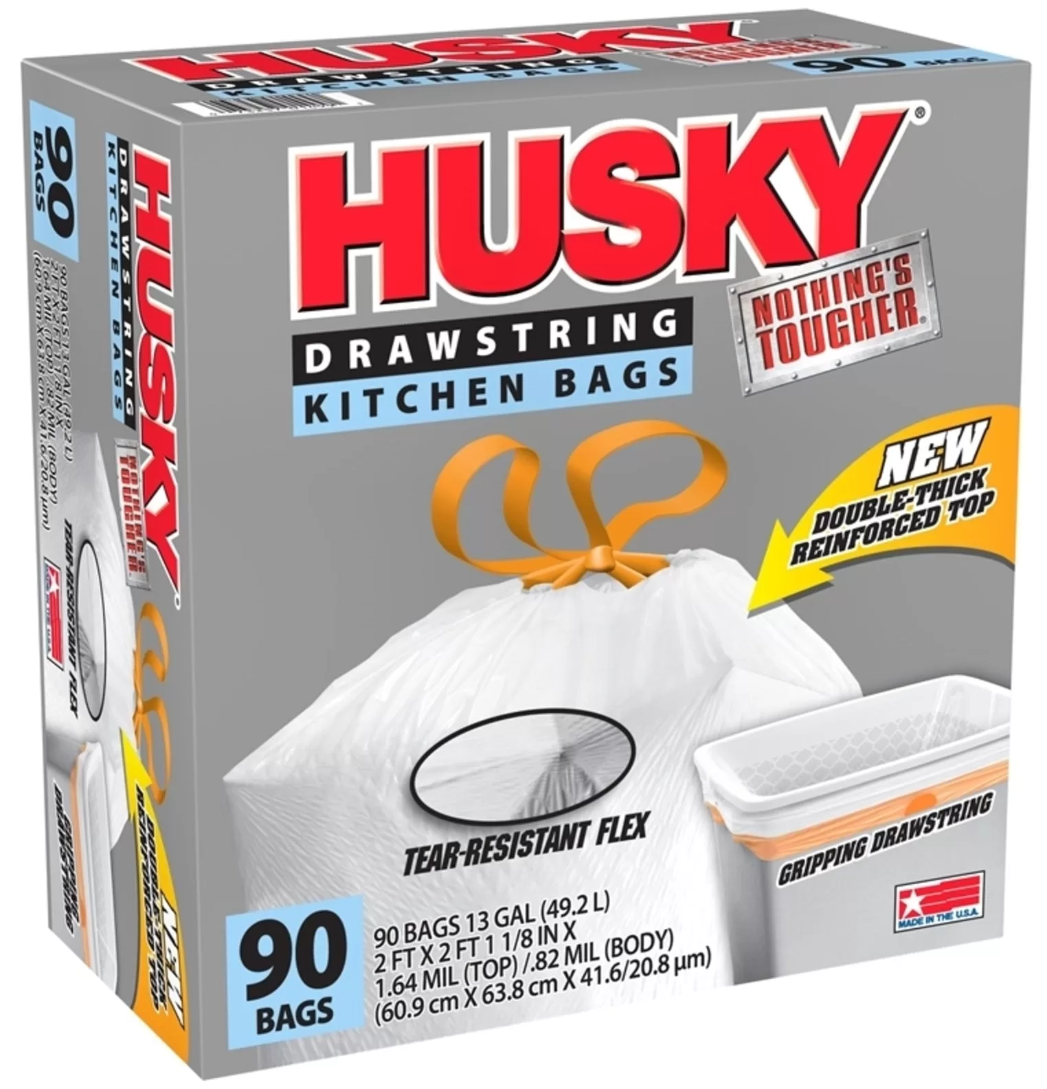 Husky HK13XHF090W-XR Kitchen Trash Bags 13 Gallon Heavy Duty