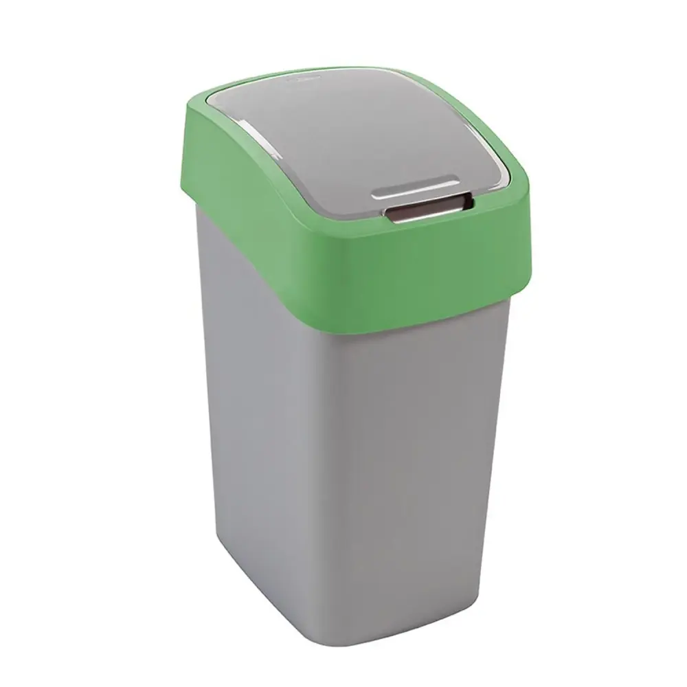 Cuver Flip Bin Rubbish Bin, Waste Garbage Can, Segregation, Lid, Grey, Mint Frame, 25L