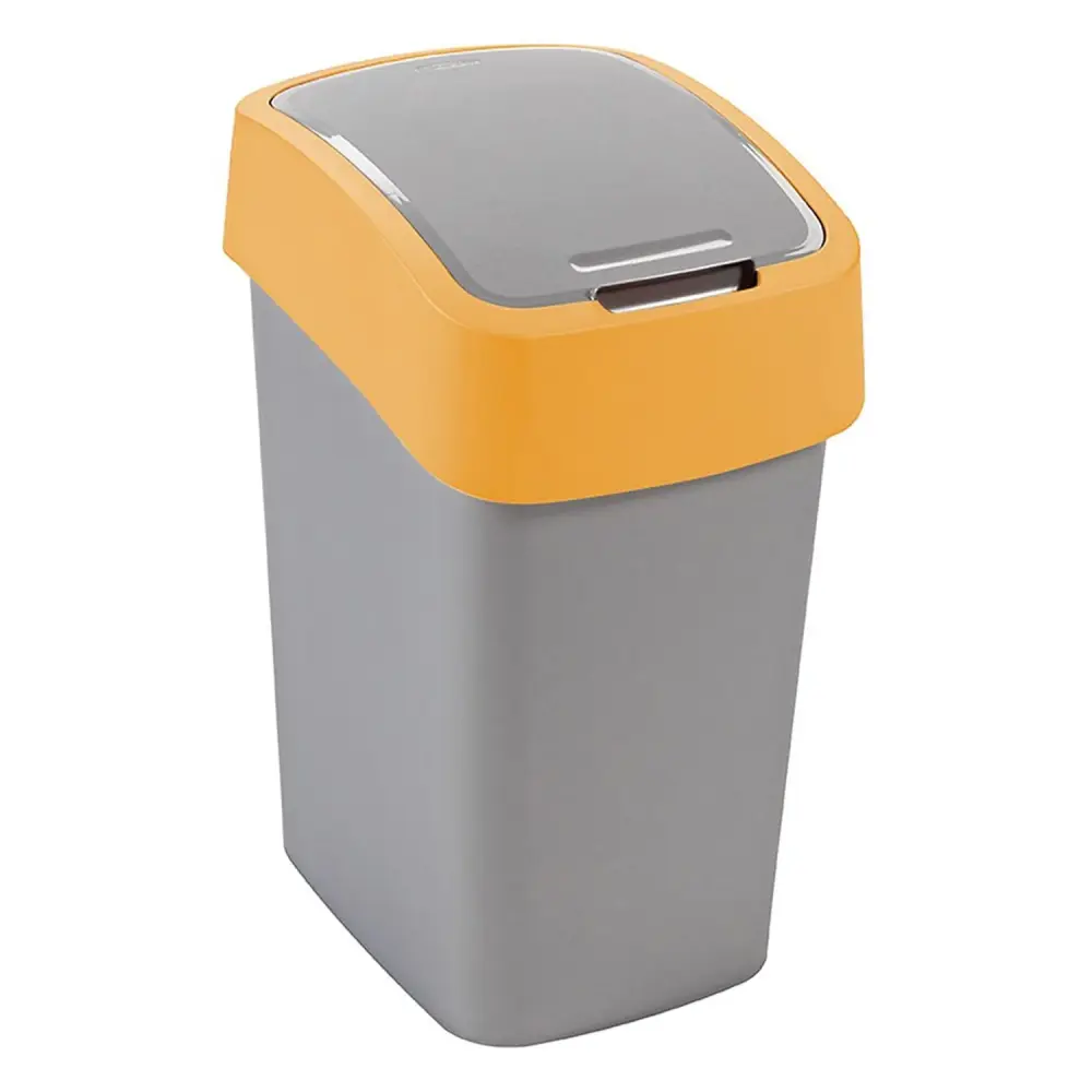 Cuver Flip Bin Rubbish Bin Waste Garbage Can, Segregation, Lid, Grey, Amber Frame, 25L