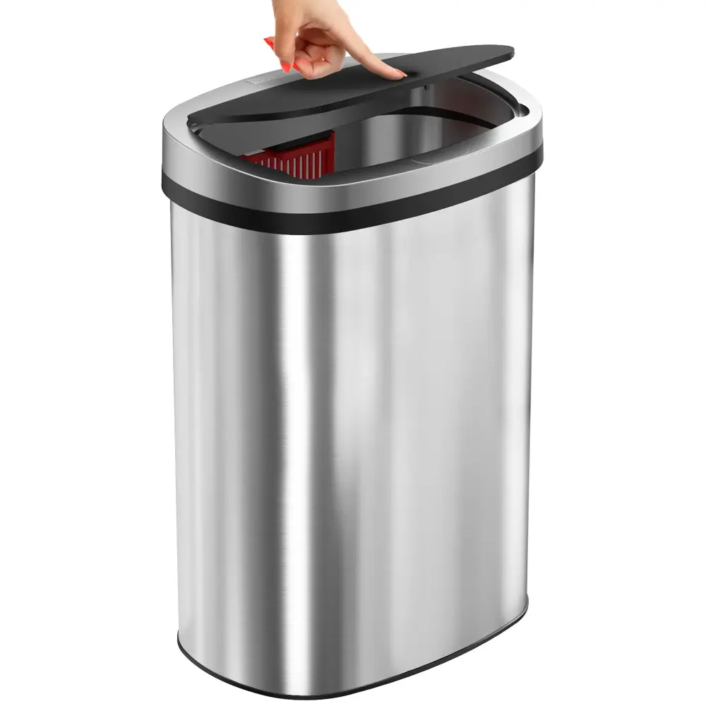 50 Liter / 13 Gallon Press Lid Non-corrosive Steel Kitchen Trash Can AbsorbX Odor Filter Office