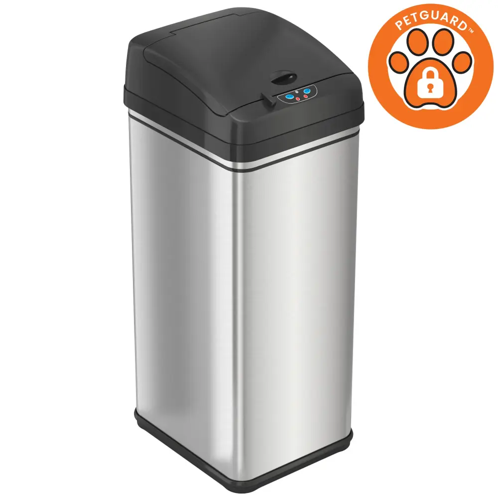 50 Liter / 13 Gallon Stainless Reinforced Dog-Proof Sensor Kitchen Trash Can AbsorbX Odor Filter