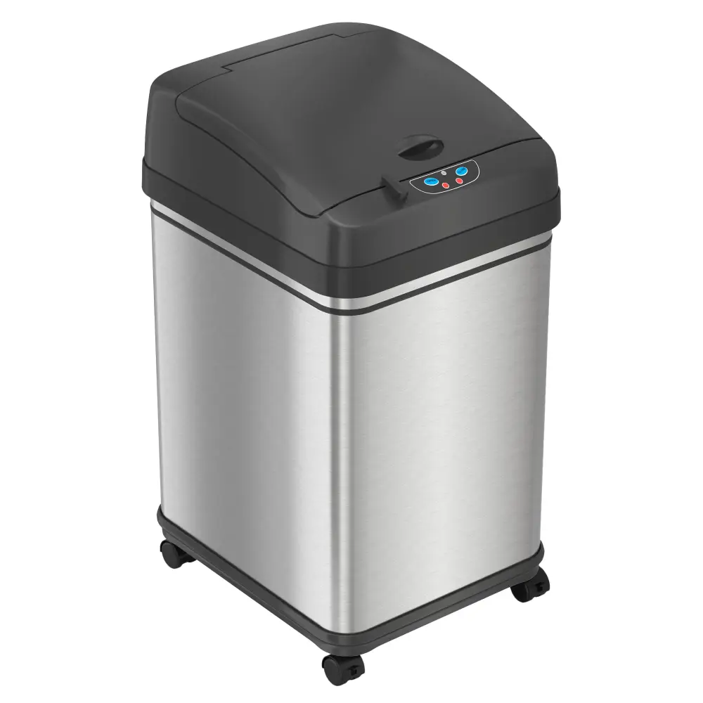 Touchless Automatic 30 Liter / 8 Gallon Stainless Metal Pet-Proof Sensor Kitchen Trash Can Wheels and AbsorbX Odor Filter