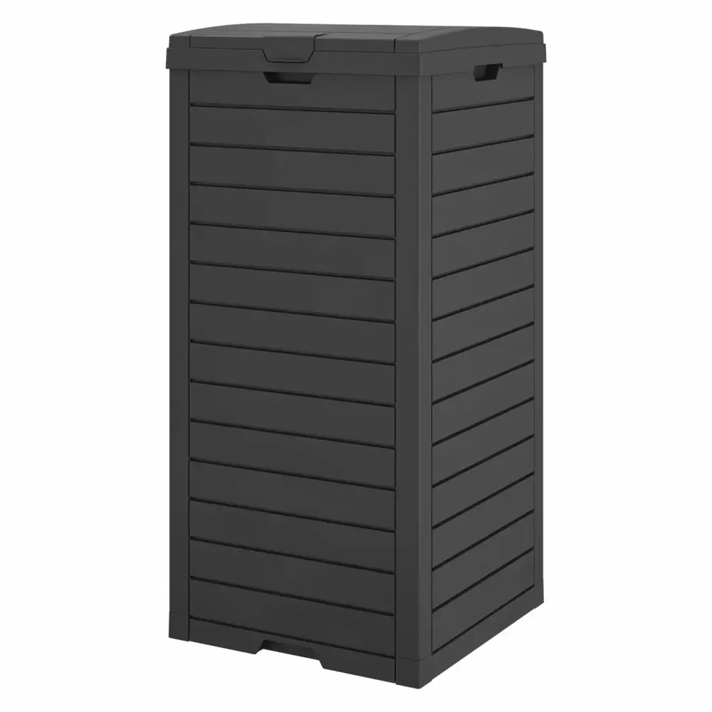 LHBcraft 31 Gallon Outdoor Trash Can Waterproof Garbage Can Tiered Lid and Drip Tray Resin Outside Trash Bin