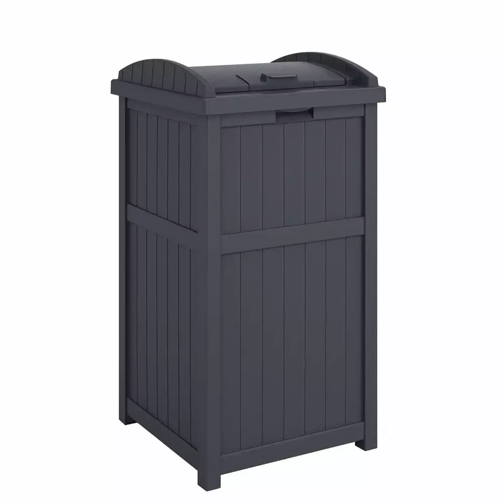 Suncast Trashcan Hideaway Outdoor 33 Gallon Garbage Waste Bin Cyberspace