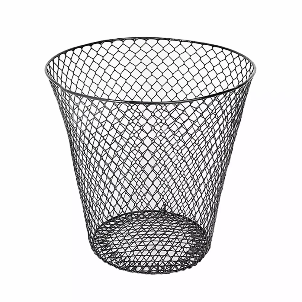 Wire Mesh Round Waste Can Open Top Featherweight Recycling Bin Office Can Liners Medium Drawstring Bags
