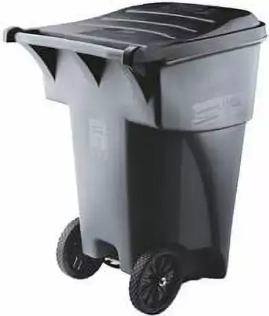 Brute Rollout Heavy-Duty Waste Container Square Polyethylene 95 Gal Gray Bundle 5 Commercial Trash Cans