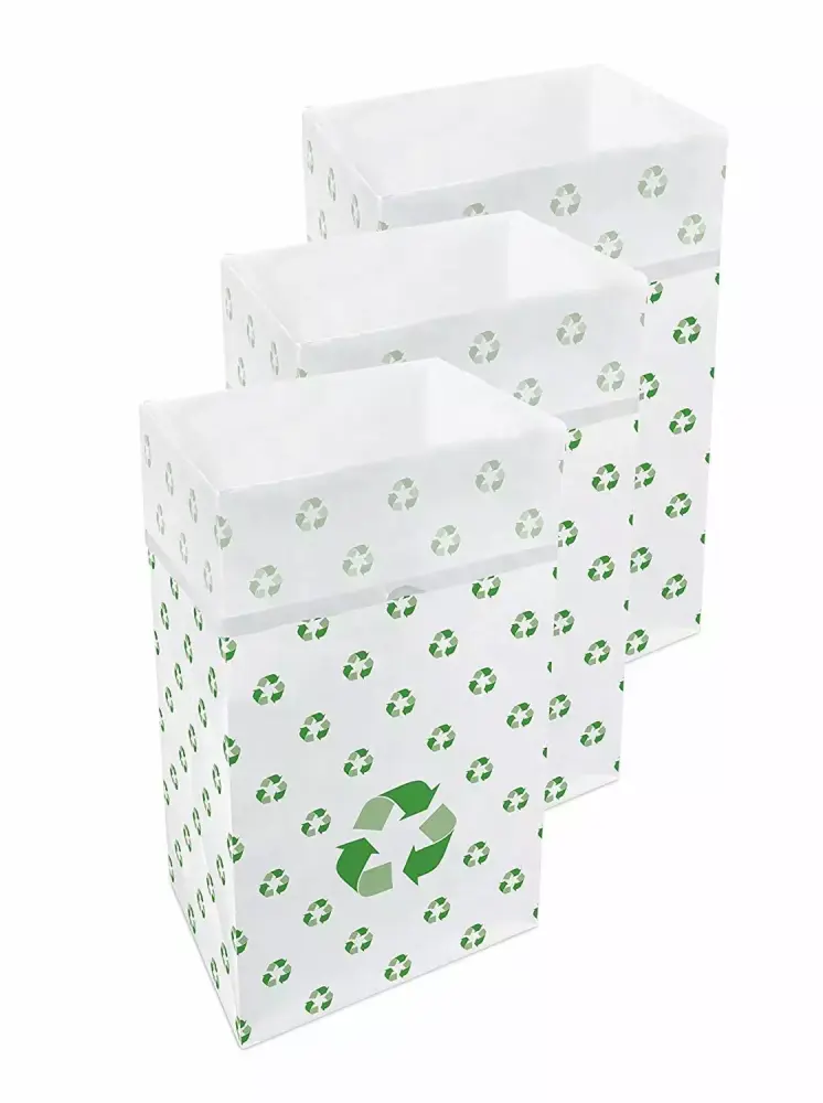 Clean Cubes 30 Gallon Disposable Trash Cans 3-Pack Reusable Recycle Pattern