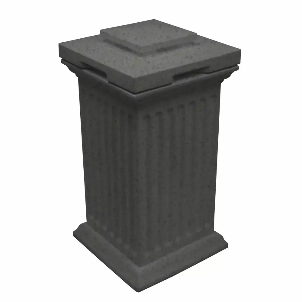 Good Ideas Savannah Outdoor Column 30 Gallon Storage and Waste Bin Dark Granite