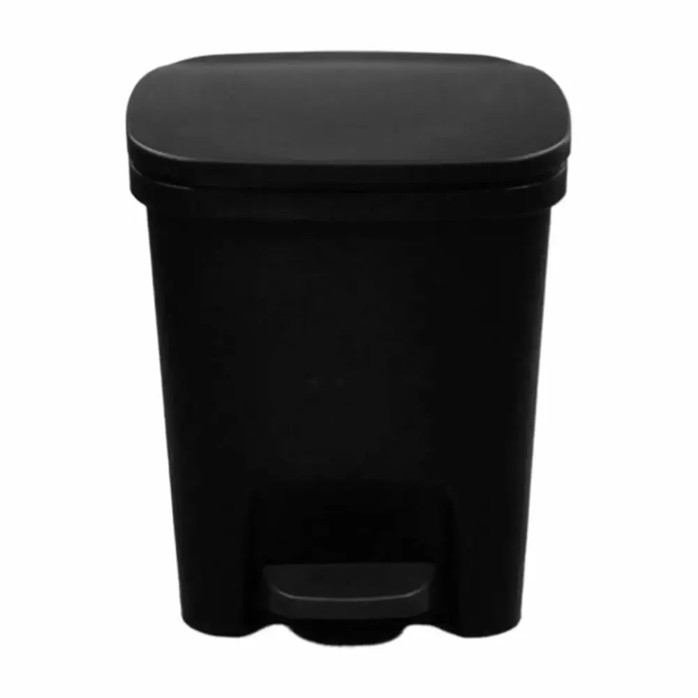 Hinati 10L Gallon Kitchen Trash Can Plastic Step On Bathroom Compost Garbage Bin Black