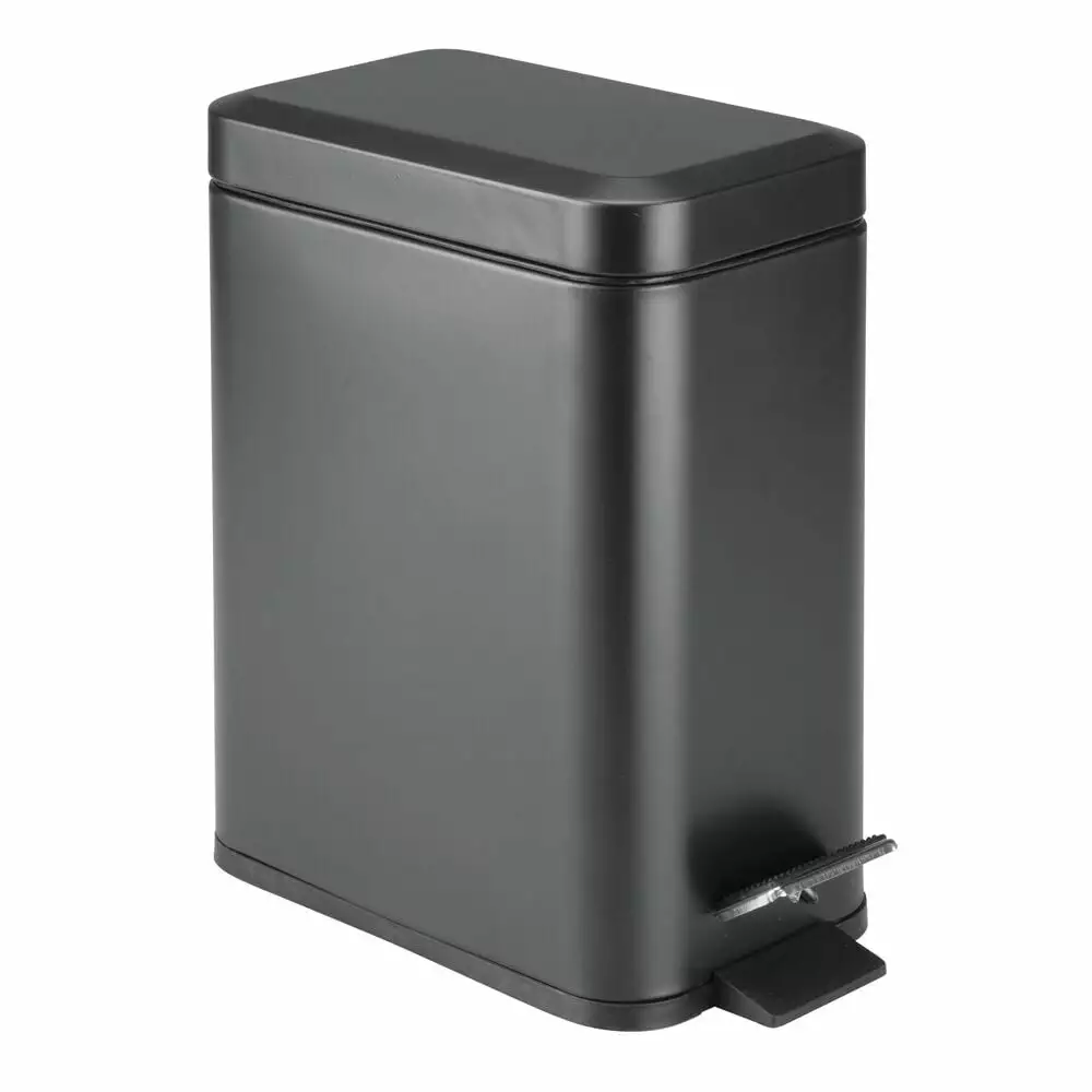 iDesign Stainless Steel Step Trash Can 1.32 Gallon Black