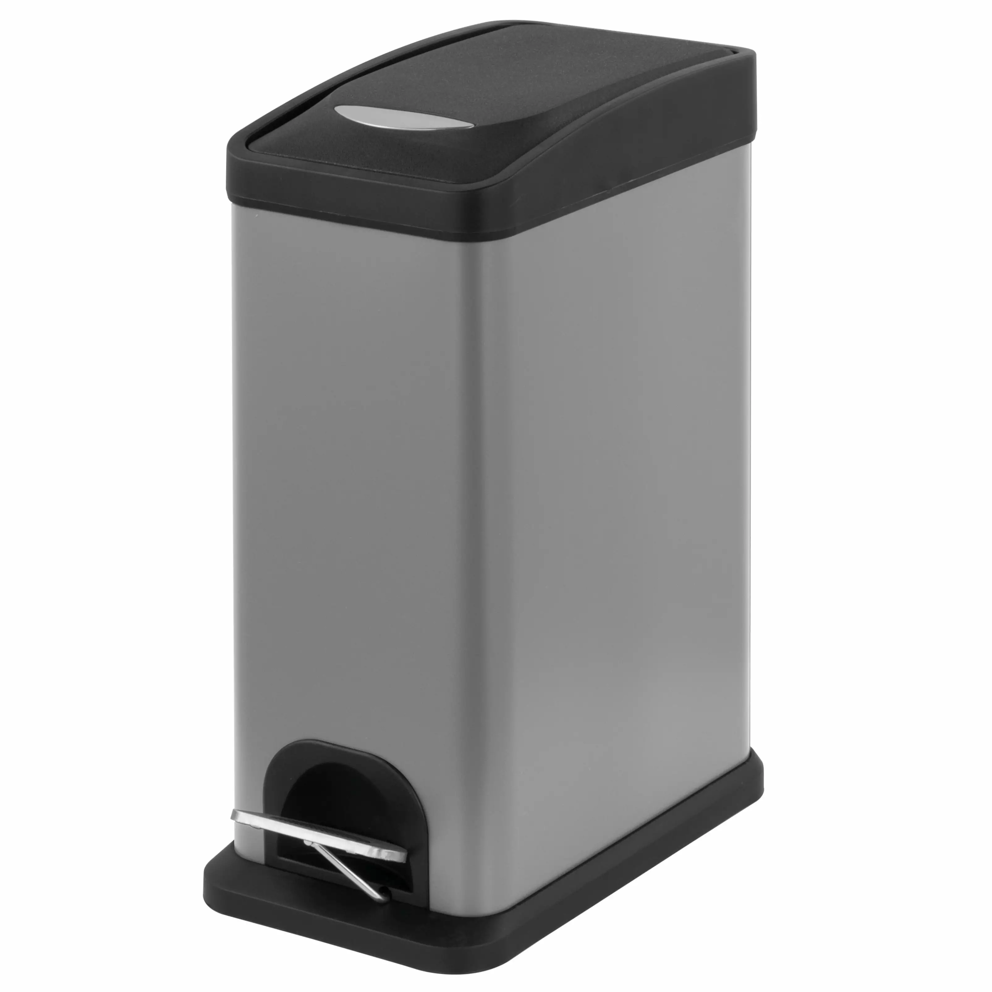 Innovaze 2 Gallon Slim Carbon Steel Step-on Trash Can Bathroom Office Gray