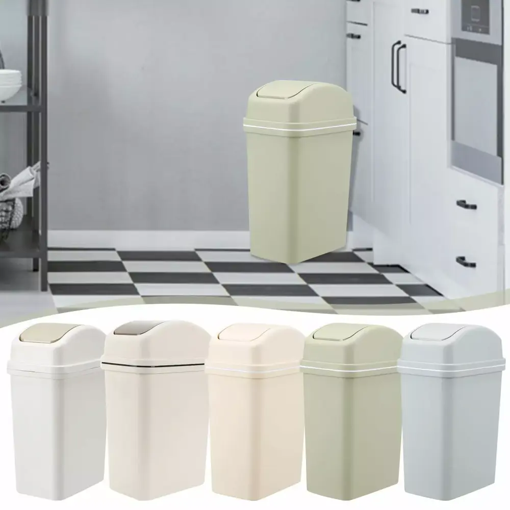 RFUGUG Plastic Trash Can Swing Lid Large Capacity Garbage Bin Kitchen Bathroom Bedroom Living Room Outdoor