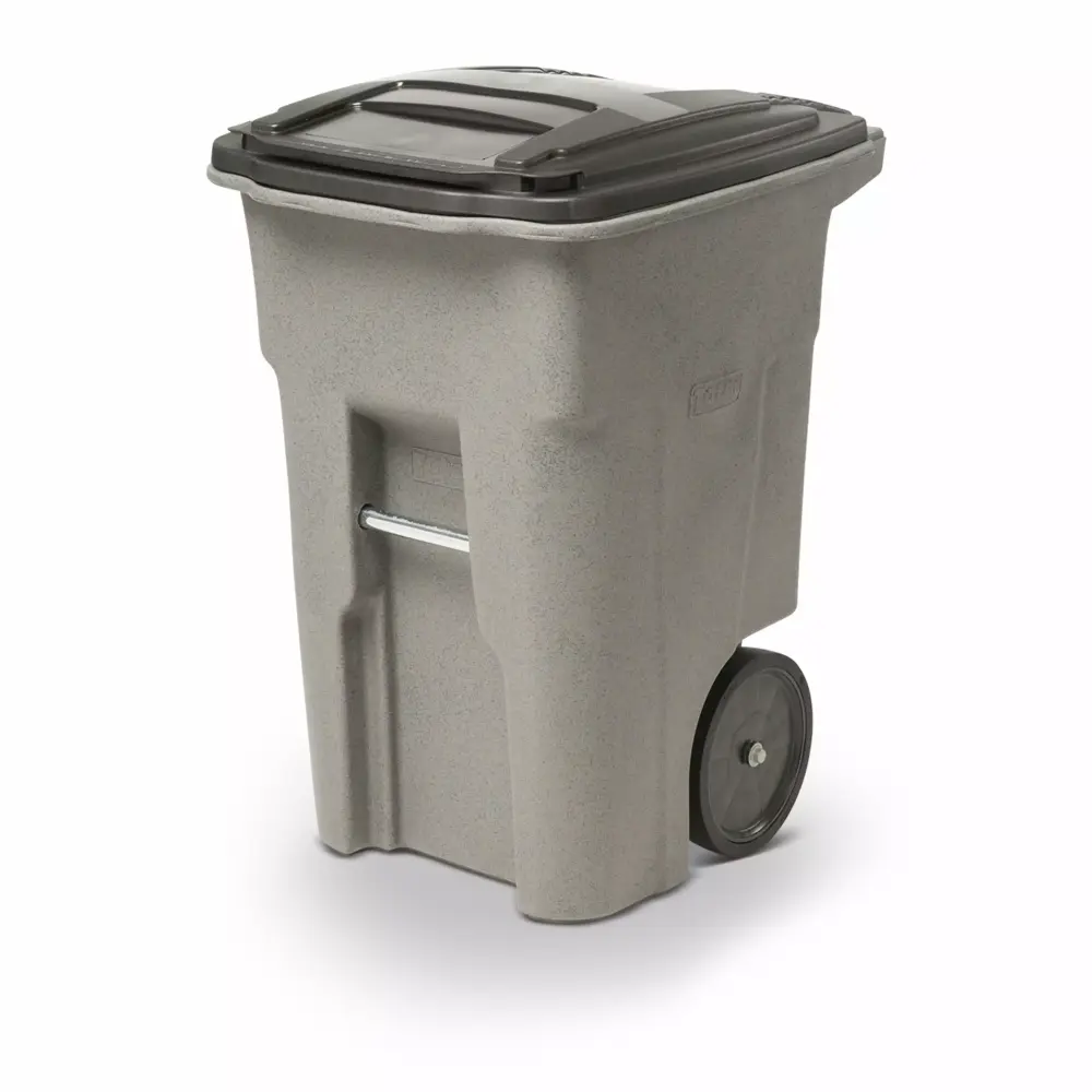 Toter 48 Gallon Trash Can Graystone Quiet Wheels and Lid