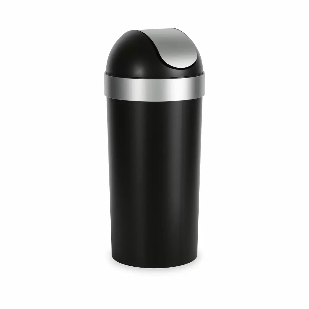 Umbra 16 gal Venti Plastic Swing Top Lid Kitchen Trash Can Black