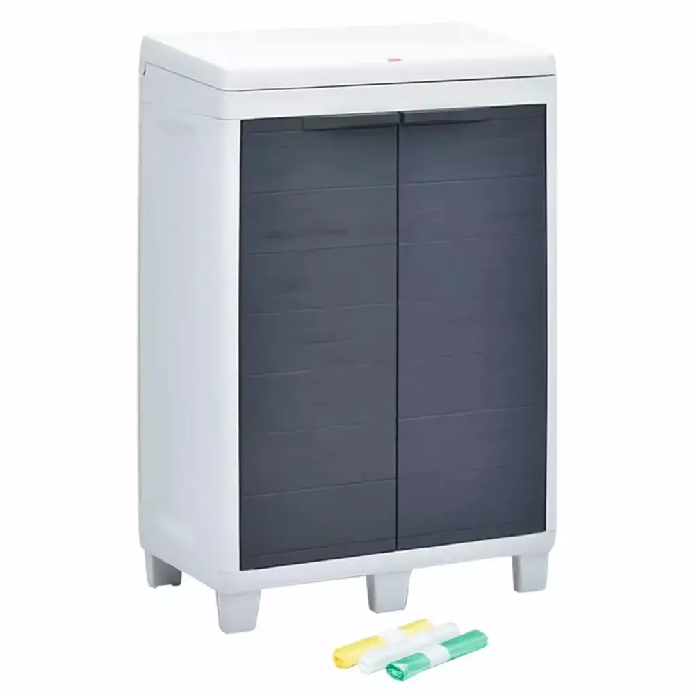 VidaXL Plastic Trash Can Bag Holders Patio Outdoor Garbage Bin