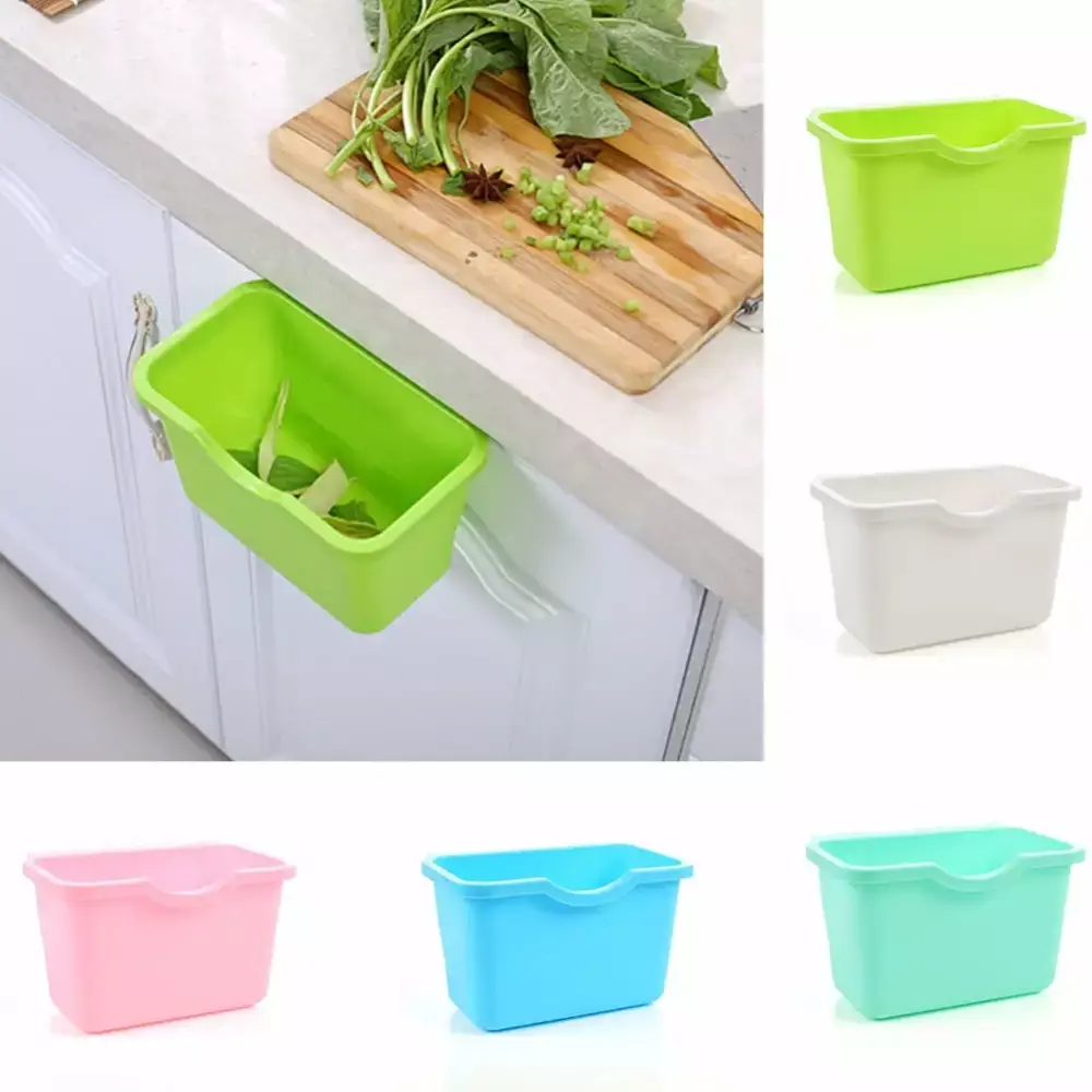 XIEC Kitchen Cabinet Door Plastic Hanging Trash Can Waste Bin Garbage Bowl Box
