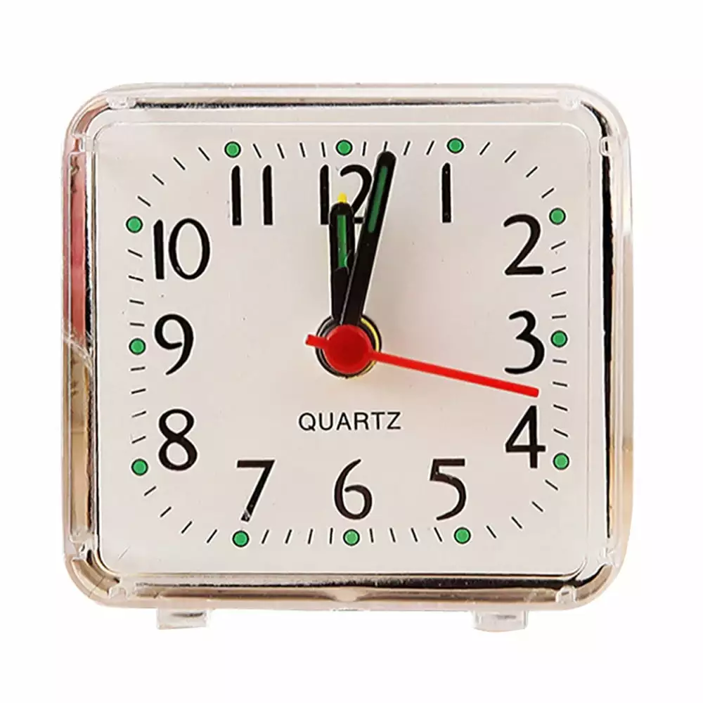 Bouanq Square Small Space-saving Travel Quartz Beep Alarm Clock Cute Travel-friendly