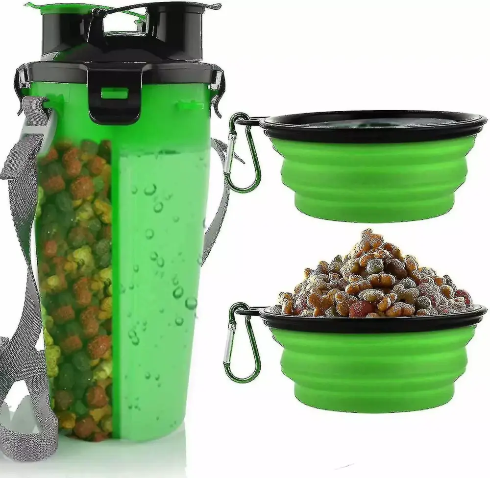 Travel-Friendly Dog Water Bottle 2 Collapsible Bowls Pets