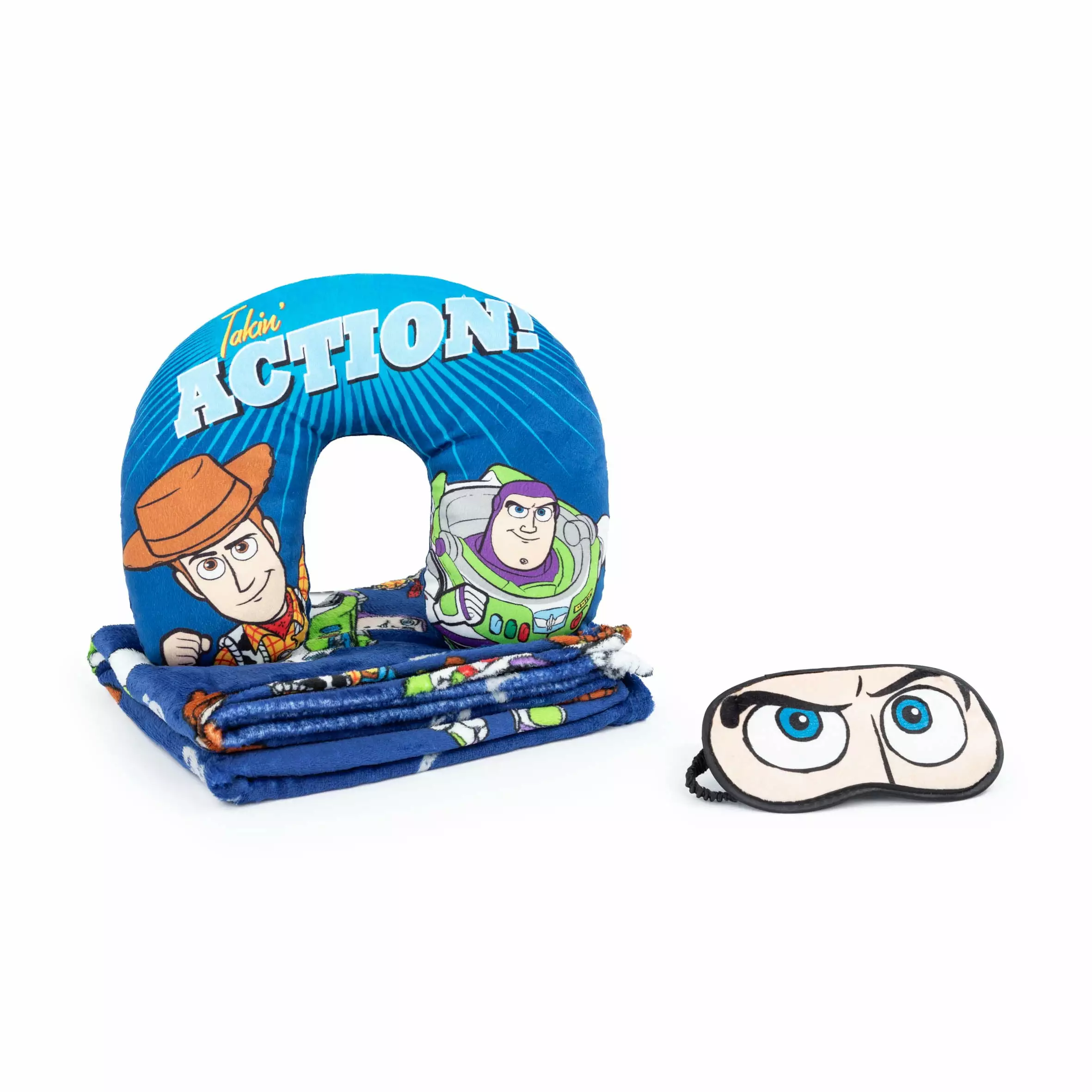 Disney Toy Story 3 Piece Travel Set Throw Eye Mask Neck Pillow Disney Pixar Toy Story