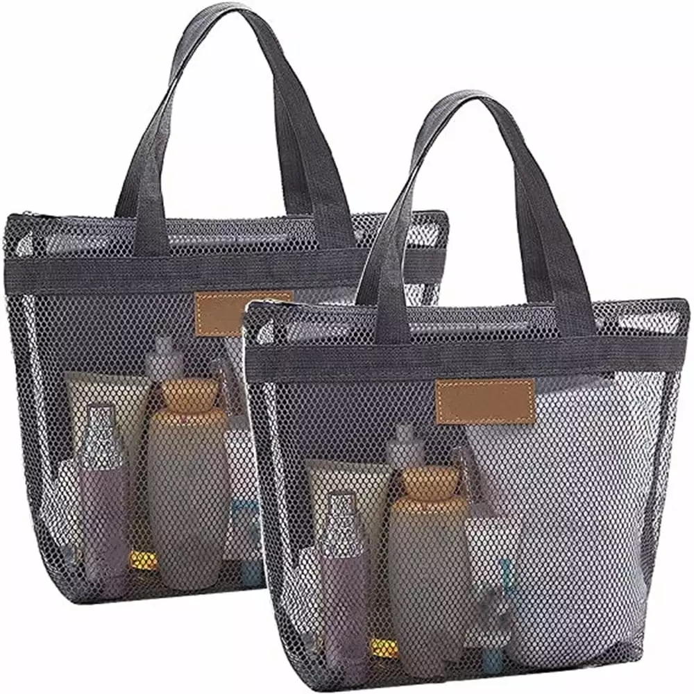 Travel-friendly Mesh Shower Caddy Tote Bag Inner Pocket Quick Dry Bath Arranger Beach Travel College Dorm Gym Travel or Ca...