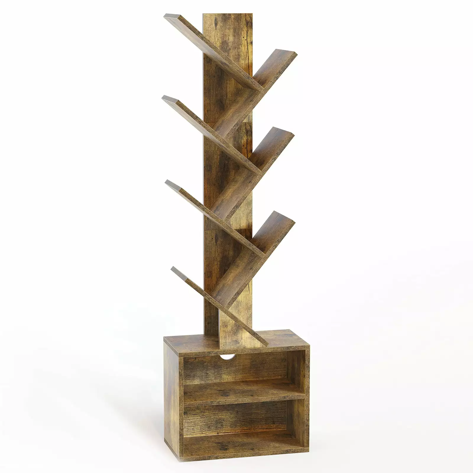 AOHAO Bookcase 6 Tier Tree Bookshelf Storage Cabinet Floor Standing Book Shelf Bedroom Living Room