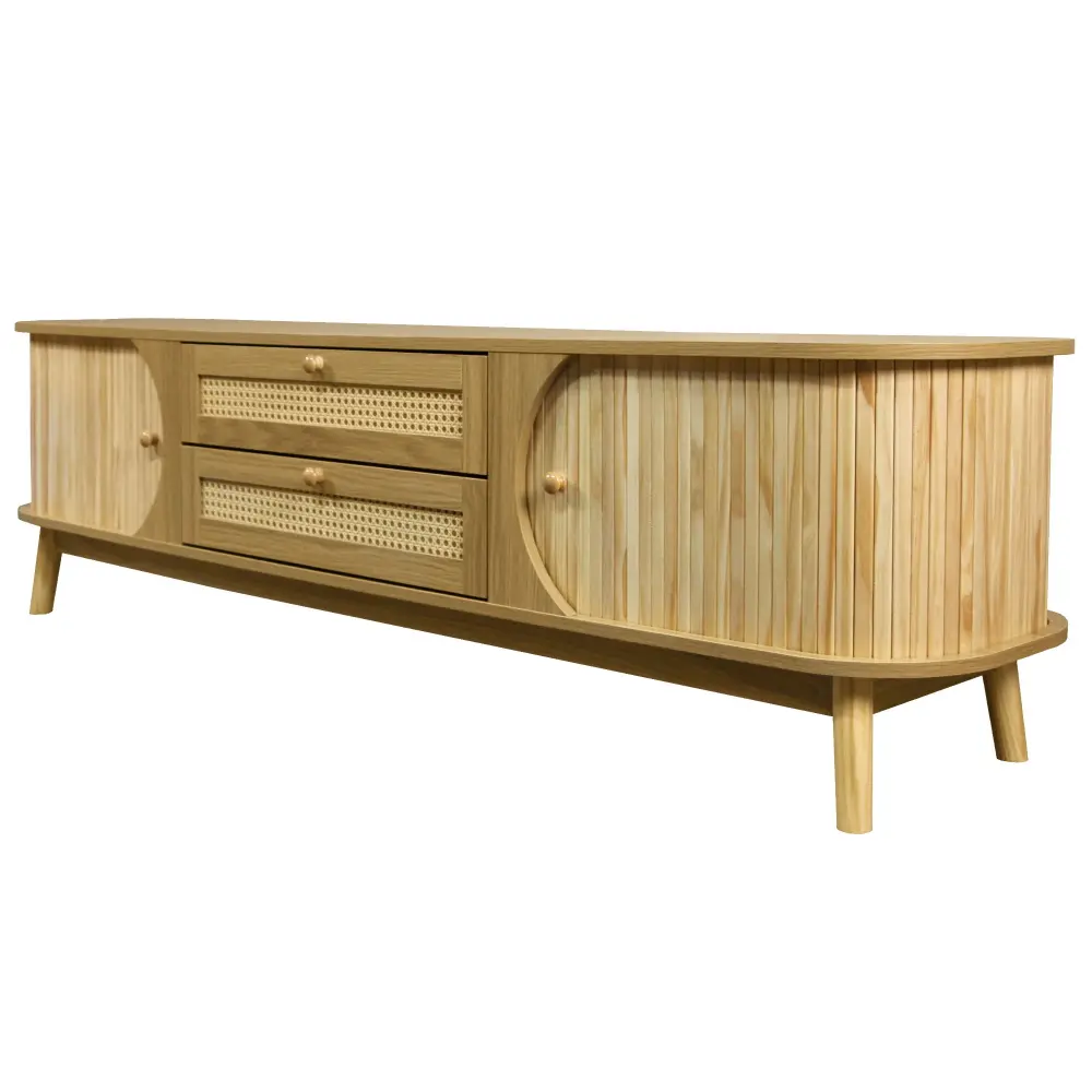 Rattan TV Stand Tvs Up To 75'', Modern Farmhouse Media Console, Entertainment Center Legs, TV Cabinet Living Room, Home Th...
