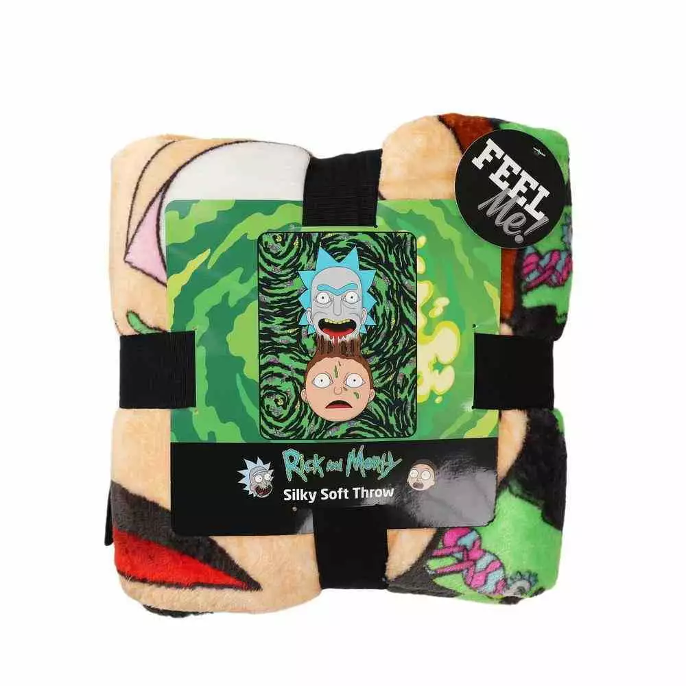 Rick & Morty Melt Together Silk Touch Throw Blanket Fans Rick and Morty