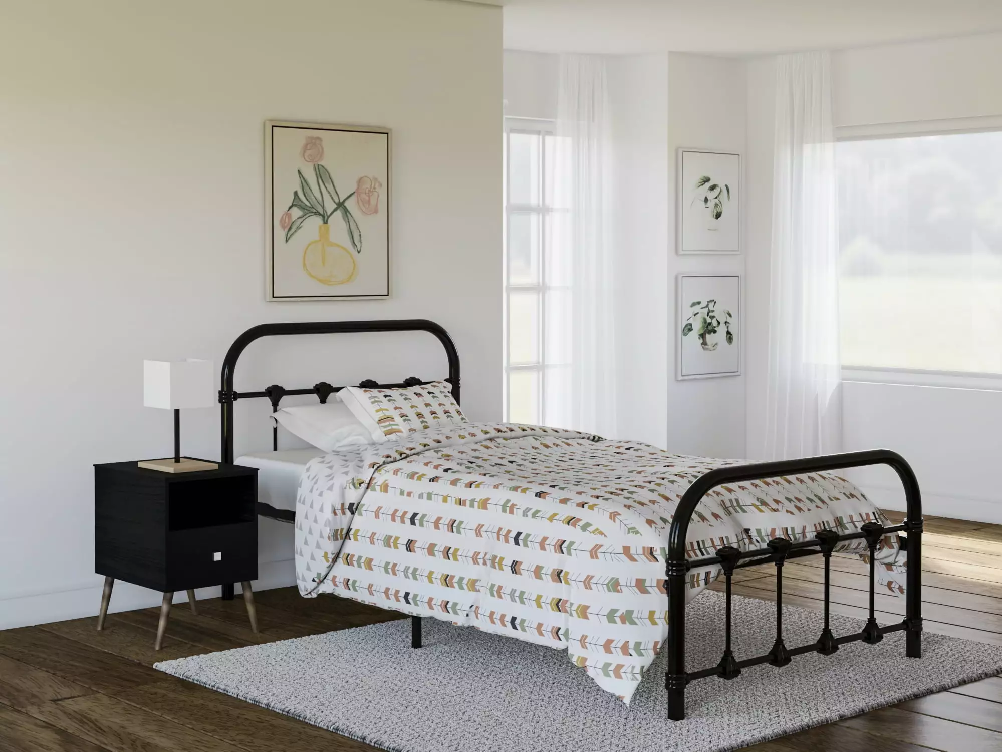 BK Furniture Melissa Metal Twin Bed Black