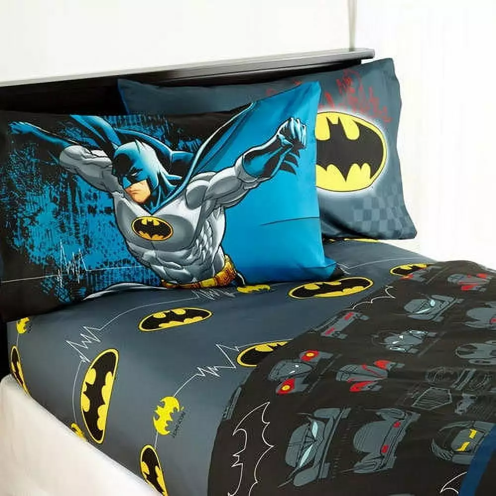 Batman Animation Black Cartoon Movies Polyester Sheet Sets - Twin Size - Machine Washable