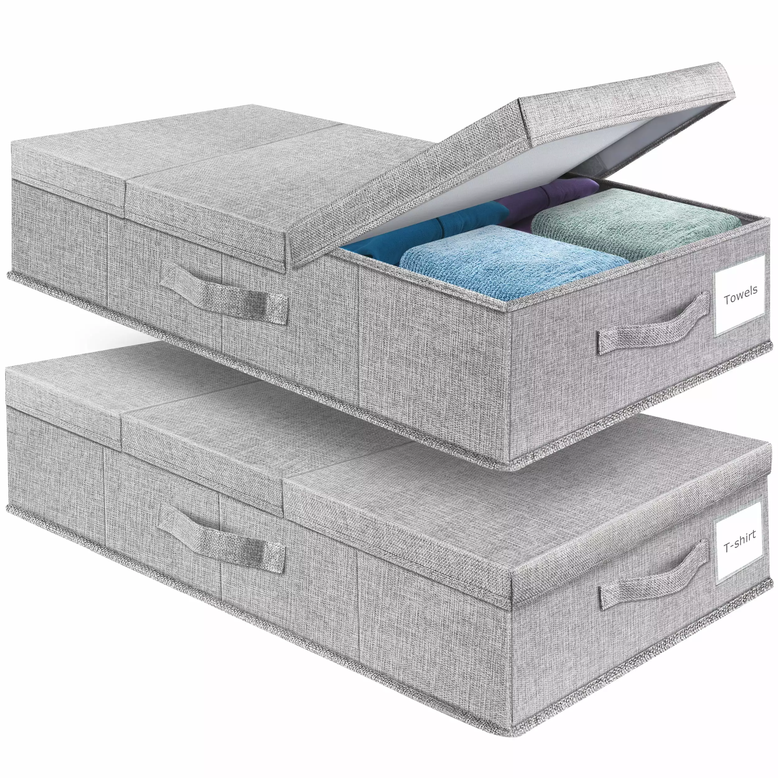 Supowin Underbed Storage Containers Bin Lids 2 Pack Large Foldable Organizer Clothes Shoes Blankets