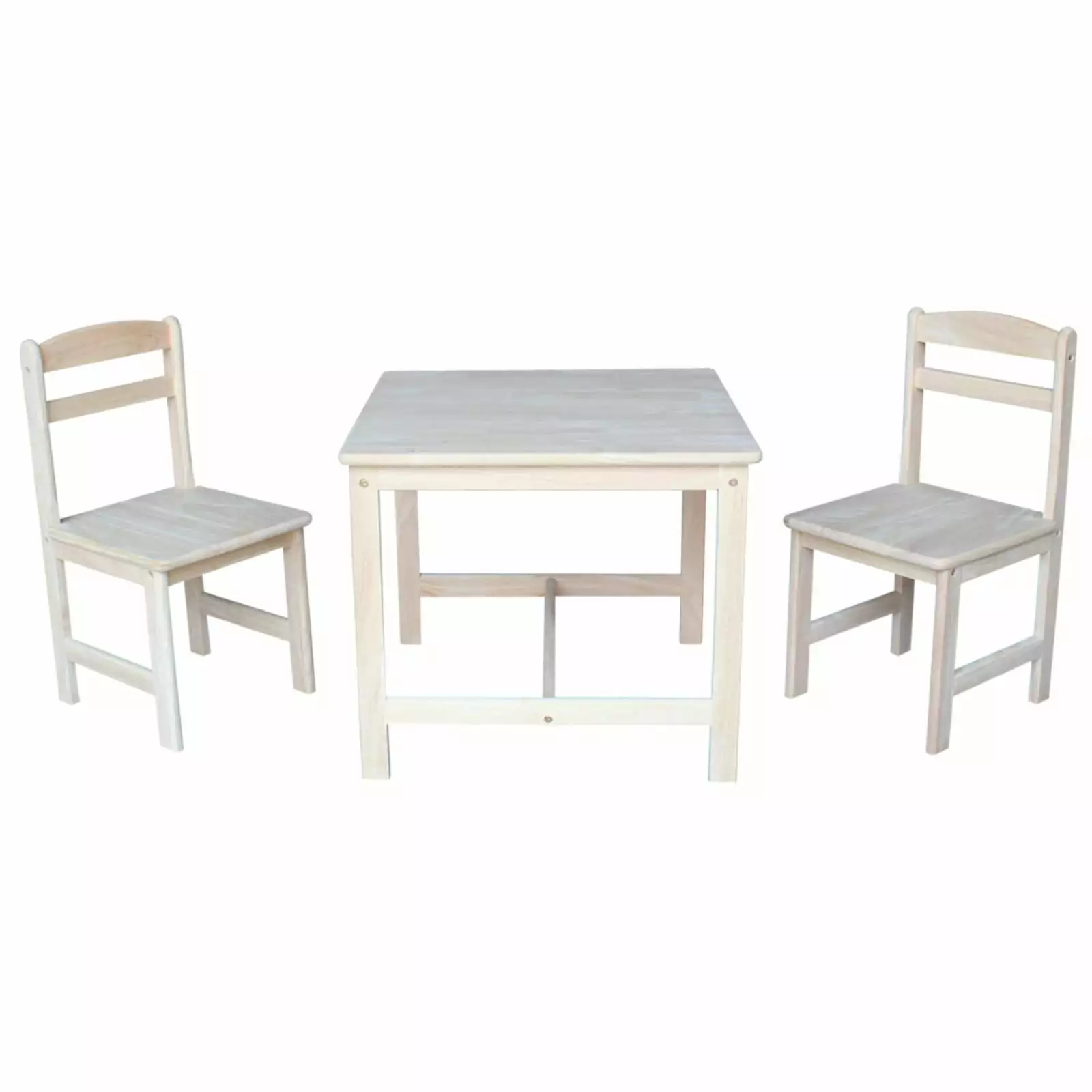 International Concepts Indoor Wood Kids Table and Chairs Unfinished - 3 Piece Set